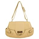 Salvatore Ferragamo Cream Leather Gold Tone Gancio Classic Shoulder bag Handbag