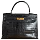 ✨ Kelly Hermes 32cm Vintage Black Crocodile Leather - Hermès