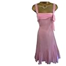 Paule Vasseur Rose Vestido de ocasión de seda rosa Reino Unido 8/10 US 4/6 - Autre Marque