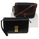 BALLY Shoulder Clutch Bag Leather 2Set Black Auth bs5759 - Bally