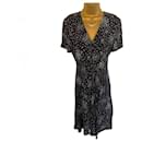Jigsaw Womens Black Spotted Crepe Short Sleeve Shift Dress UK 12 US 8 EU 40