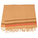 CELINE Scarf Wool Beige Red FIT6003813 auth 43803 - Céline