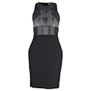 Versace Collection Crystal Embellished Sleeveless Fitted Dress in Black Polyester