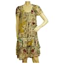ETRO Multicolor Floral Print Short Sleeve Layered Ruffled Mini Silk Dress 42 - Etro