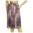 Etro Purple 100% Silk Pleated Drawstring Knee Length Midi Skirt Size 40