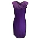 St. John Purple Silk Lined Viscose Knit Midi Dress - Autre Marque