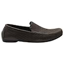 Giorgio Armani Woven Slip On Loafers in Brown Leather