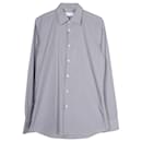 Camisa de manga larga a cuadros con botones en algodón gris de Prada