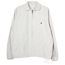 Burberry Embroidered Emblem Front Zip Jacket in Beige Cotton