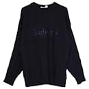 Burberry Vintage Embroidered Cable Knit Sweater in Navy Blue Wool