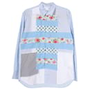 Camisa de botão patchwork Comme des Garcons em algodão azul - Comme Des Garcons