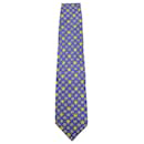 Gianni Versace Printed Textured Tie in Blue Silk