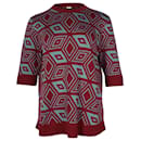Suéter con cuello redondo geométrico en lana multicolor de Dries Van Noten