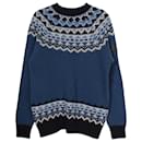 Moncler Knit Fair Isle Sweater in Blue Wool