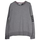 Thom Browne 4 Bar Relaxed Crewneck Sweatshirt in Grey Cotton