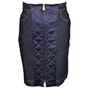 Fendi Quilted Denim Mini Skirt in Navy Blue Cotton