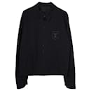 Louis Vuitton Logo Embroidered Front Zip Striped Jacket in Navy Blue Cotton