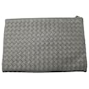 Bottega Veneta Intrecciato Pouch in Grey Leather