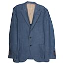 Brunello Cucinelli Tailored Single Breasted Blazer in Blue Linen