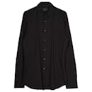 Prada Classic Button Up Langarmhemd aus schwarzer Baumwolle