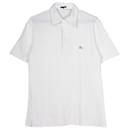 Burberry Emblem Embroidered Polo Shirt in Ecru Cotton