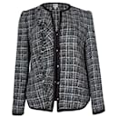 Armani Collezioni Tweed-Jacke aus blauer Wolle