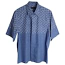 Louis Vuitton Damier Logo Print Short Sleeve Polo Shirt in Blue Cotton