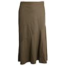 Theory Semi Flared Midi Skirt in Olive Wool