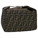FENDI Zucca Canvas Sac à Main Noir Marron Auth 44805 - Fendi
