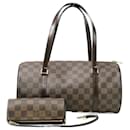 Louis Vuitton Damier Ebene Papillon 30 with Pouch Canvas Handbag in Great Condition