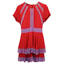 Maje Raglie Lace-Trimmed Mini Dress in Red Viscose