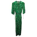 Maje Printed Jumpsuit in Green Viscose