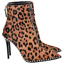 Alexander Wang Eri Studded Leopard-print Ankle Boots in Animal Print Calf Hair
