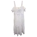 Marchesa Notte Off-The-Shoulder Embroidered Lace Cocktail Dress In Ivory Polyester - Marc Jacobs
