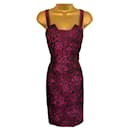 Luis Civit Pink Purple Floral Wide Strap Midi Pencil Occasion Dress UK 10/12 - Autre Marque