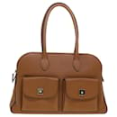 HERMES Caravas 43 Hand Bag Leather Brown Auth am4464 - Hermès