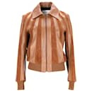 Celine Multi-paneled Zip Front Jacket in Brown Calfskin Leather - Céline