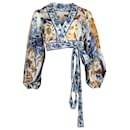 Zimmermann Aliane Cropped Garza Wrap Blusa in cotone con stampa floreale