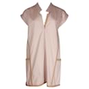 Vestido túnica Hermes con ribetes de cuero en algodón rosa - Hermès