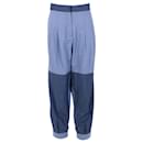 Loewe Patchwork Pantalon Denim Large en Coton Bleu