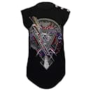 Balmain Graphic Sequined Sleeveless Top in Black Cotton