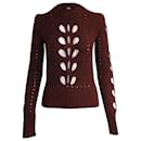 Isabel Marant Ilia Cutout Puff-Shoulder Sweater in Burgundy Acrylic