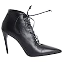 Miu Miu Lace-Up Ankle Boots in Black Leather