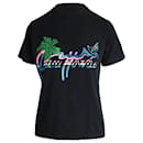 T-shirt in jersey di cotone nero con stampa Hawaii di Gucci