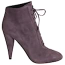 Prada Lace Up High Heel Booties in Purple Suede