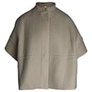 Gucci Chevron-Quilted Crop-Sleeve Jacket in Cream Wool
