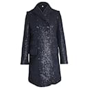 Diane Von Furstenberg Sequined Coat in Black Mohair