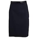 Moschino Cheap And Chic Skirt with Belt in Navy Blue Virgin Wool
