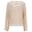 RED Valentino Lacey Bow Detail Long-sleeve Top in Ecru Cotton - Red Valentino