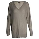Theory V-Neck Dolman Sleeve Sweater in Beige Cashmere